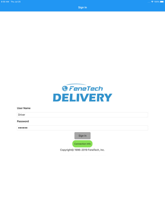 FeneTech Delivery iPad screenshot 1 - Business app