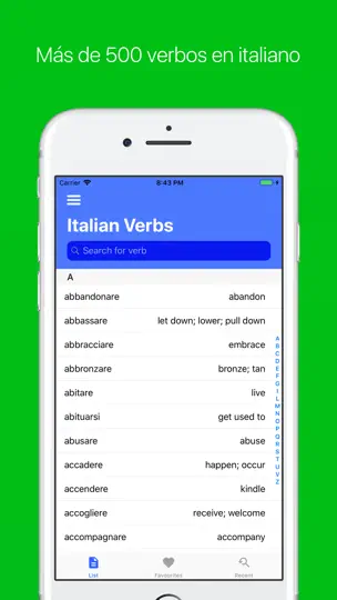 Captura de pantalla de Los Verbos Italianos en iPhone 7