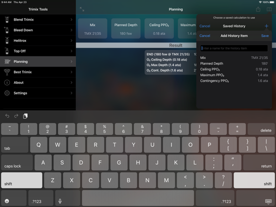 Trimix Tools iPad app afbeelding 8
