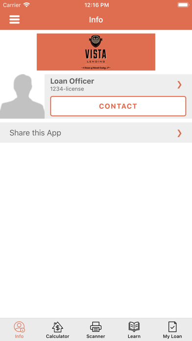 Vista Lending Mortgage App Screenshot
