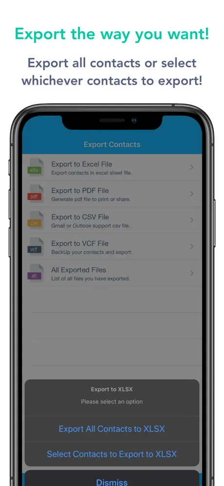 Contacts to Excel , PDF , CSV