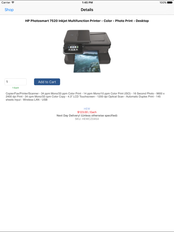 OfficeShopper Mobile Commerce iPad screenshot
