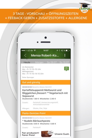 Mensa Speiseplan Campus App screenshot 2