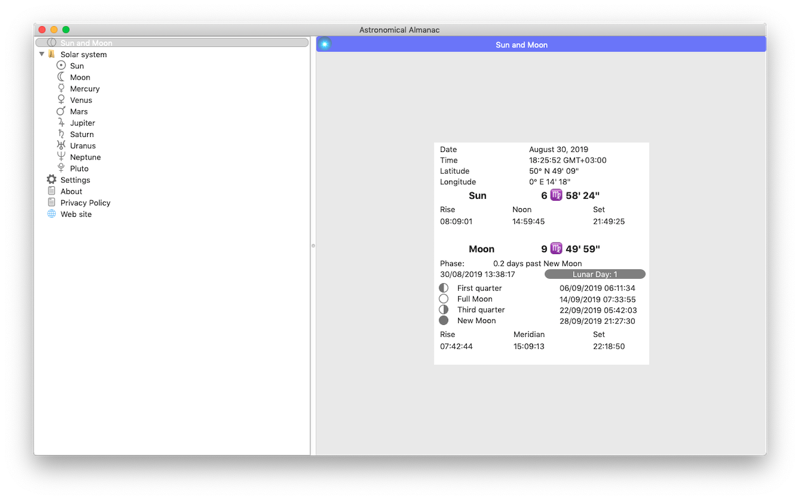 Astronomical Almanac screenshot 2