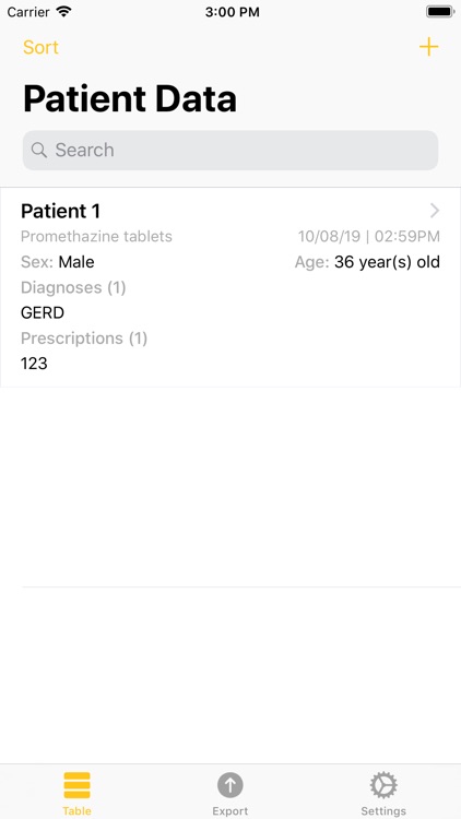 Medicine Record:Table