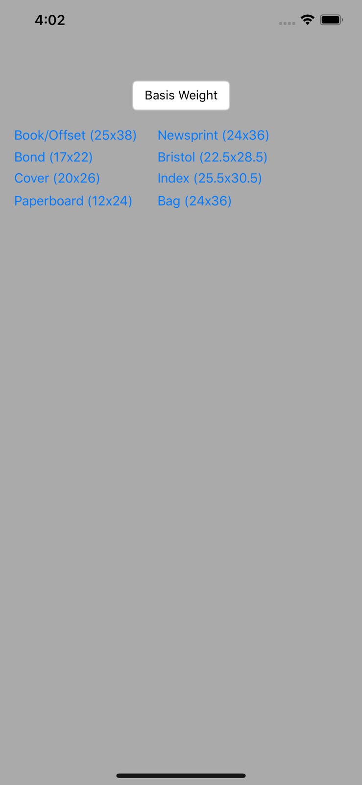 Basis Weight To Grammage iphone screenshot 2