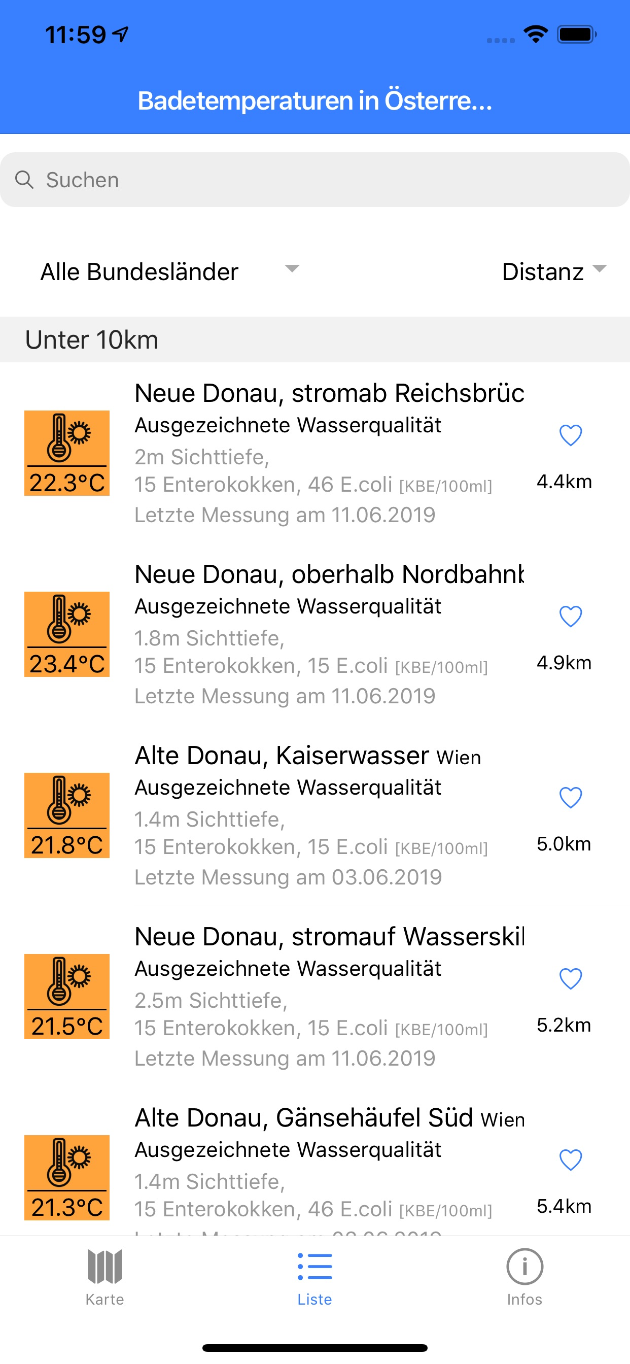 Water temperatures in Austria screenshot 4