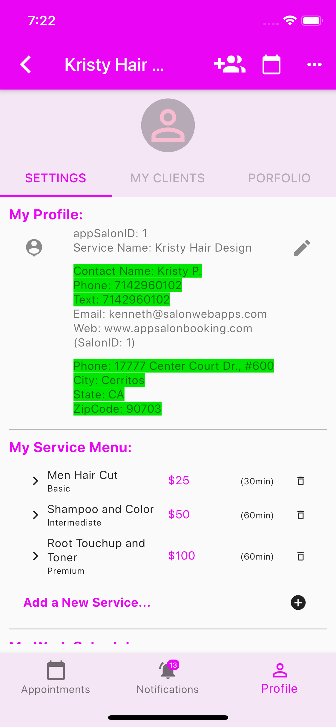 Scheduling/Clients Management