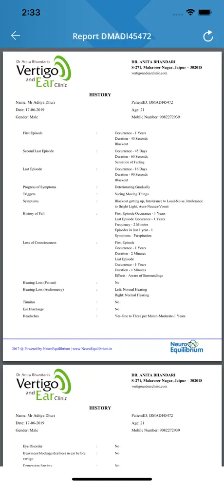 NeuroEquilibrium Doctor App