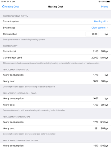 Heating Cost: compare systems screenshot 2