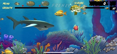 Let Me Eat : Feeding Frenzy - Explore the challenging underwater environment where users control powerful marine predators, navigating dynamic score and ability bars to track progress.
