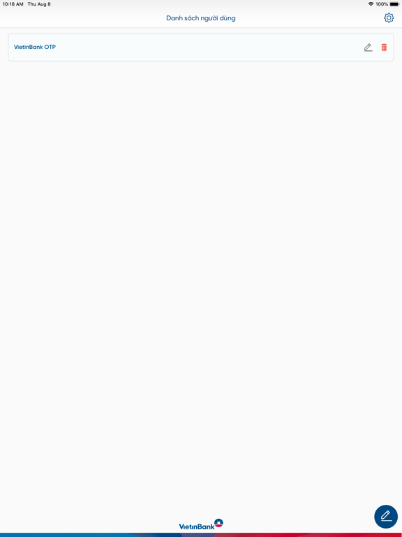 VietinBank OTP iPad screenshot