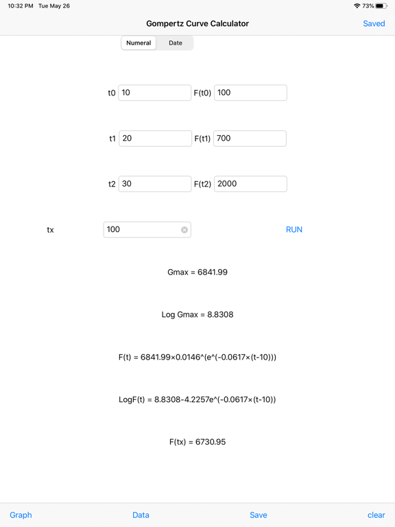 Gompertz curve Calculator