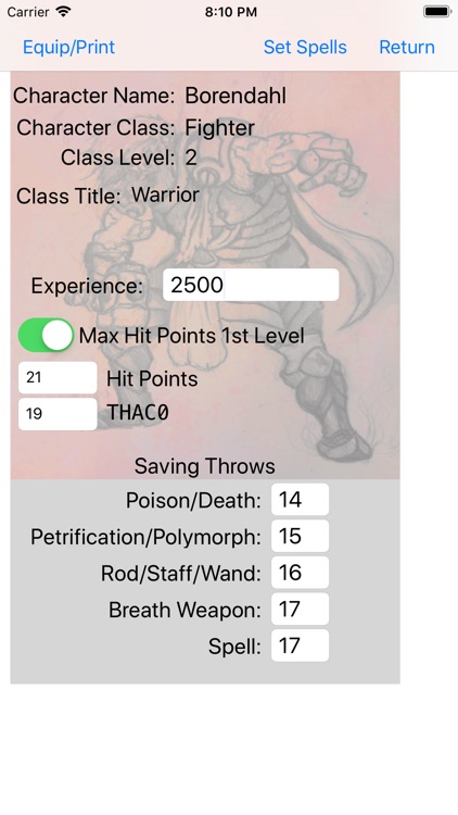 Character Gen for 1st Ed DnD