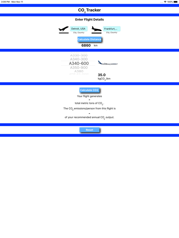 CO2 Tracker iPad screenshot 3 - Travel app