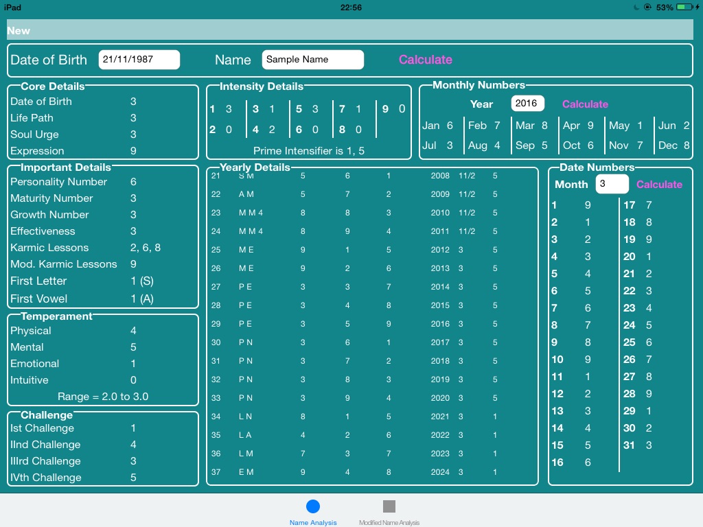 Virtual Numerology for iPad screenshot 2