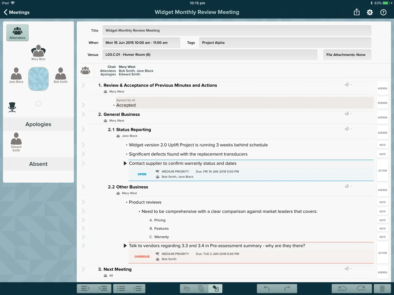 Screenshot #4 pour for Meetings: Minutes & Agenda