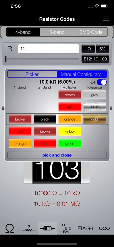 Resistor ToolKit, Color Codes