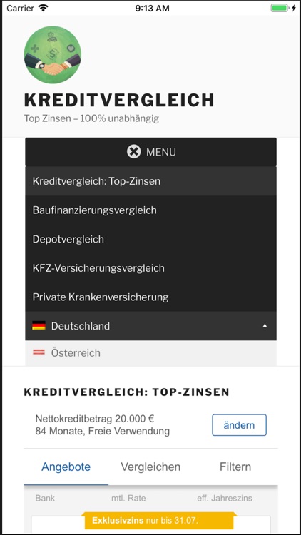 Kreditvergleich: Top-Zinsen