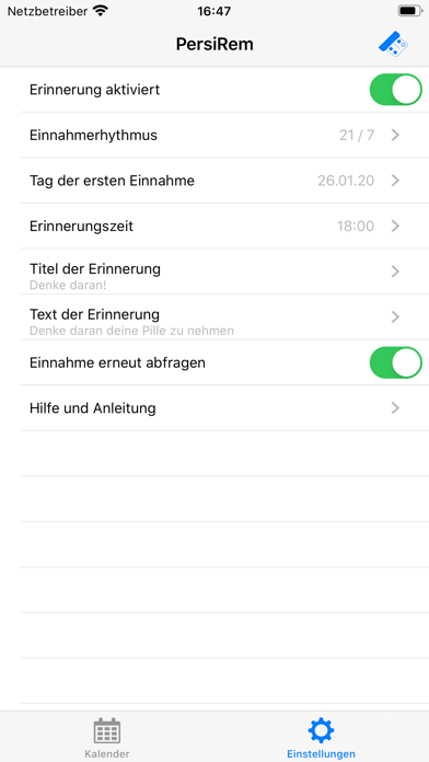 Persistent Pill Reminder Screenshot