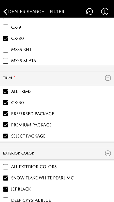 Mazda Mobile Inventory Search Screenshot