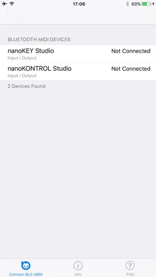 Скриншот Bluetooth MIDI Connect на iPhone 1