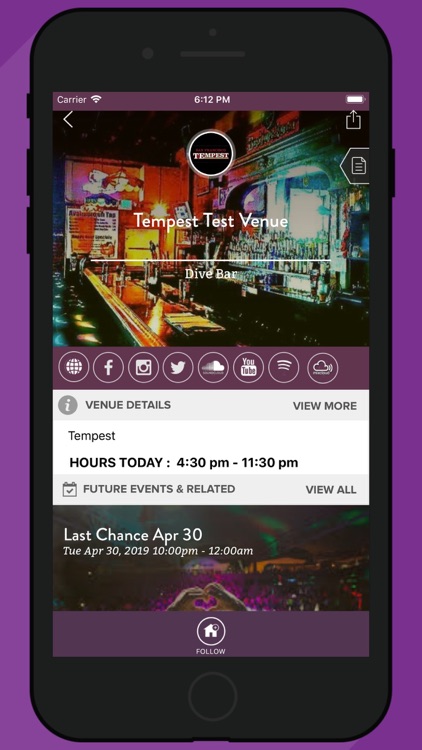 BasslineBars-Bars, Events, Tab