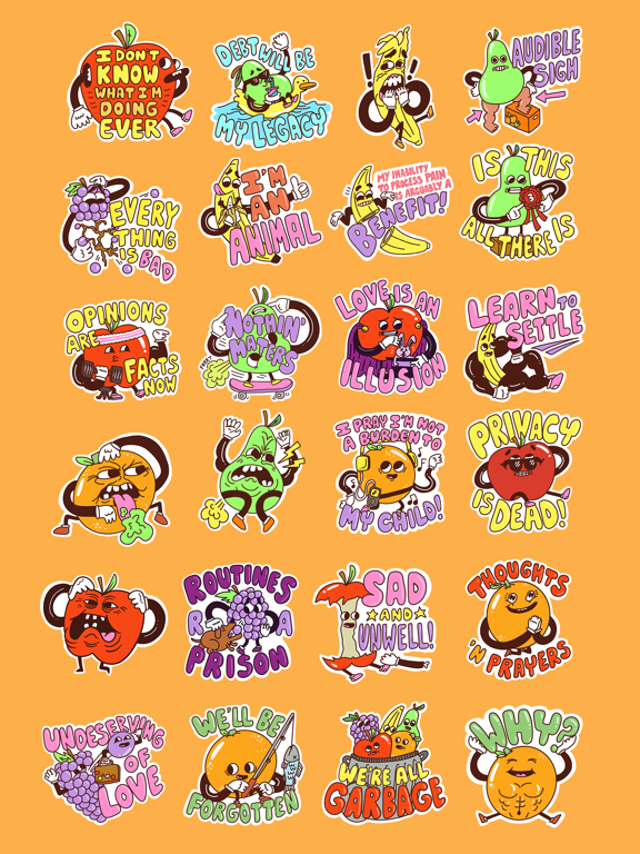 Bleak Fruit Stickers iPad screenshot 2 - Stickers app