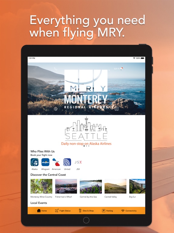 Monterey Regional Airport iPad screenshot 1 - Travel app