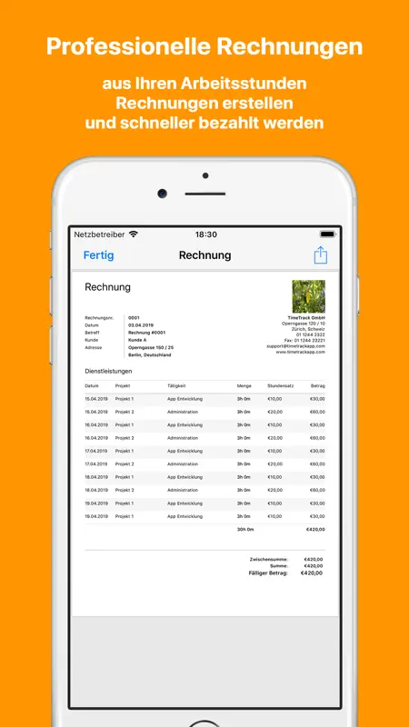 TimeTrack für Freelancer screenshot 4 of 7