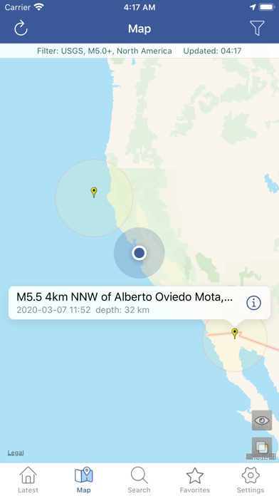 Earthquakes  - Latest & Alert Screenshot