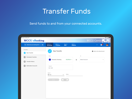 WCCU eBanking iPad screenshot 5 - Finance app