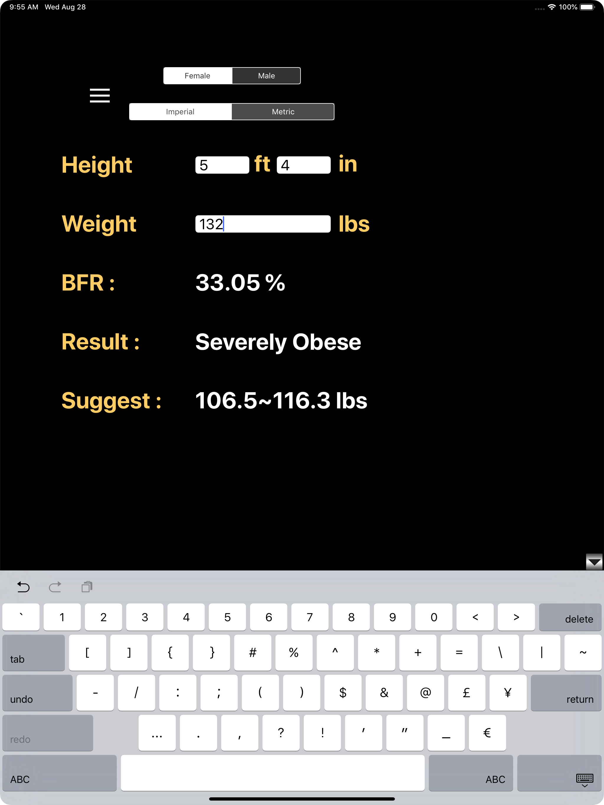 Body Fat Rate Calculator