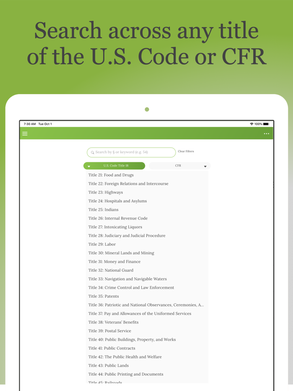Screenshot #5 pour GeniusLex: U.S. Code & CFR