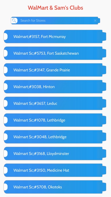 App to WalMart & Sam's Clubs