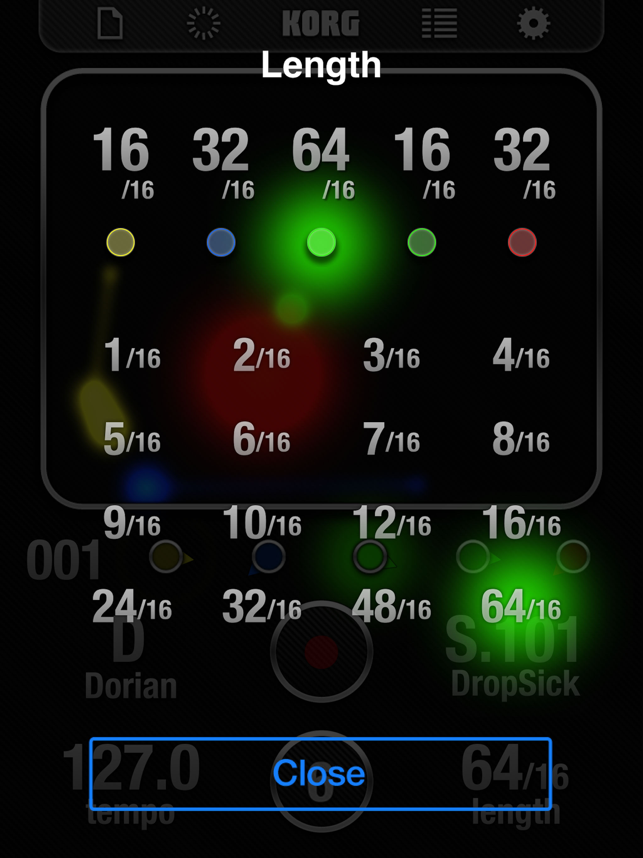 Capture d'écran du KORG iKaoscillator