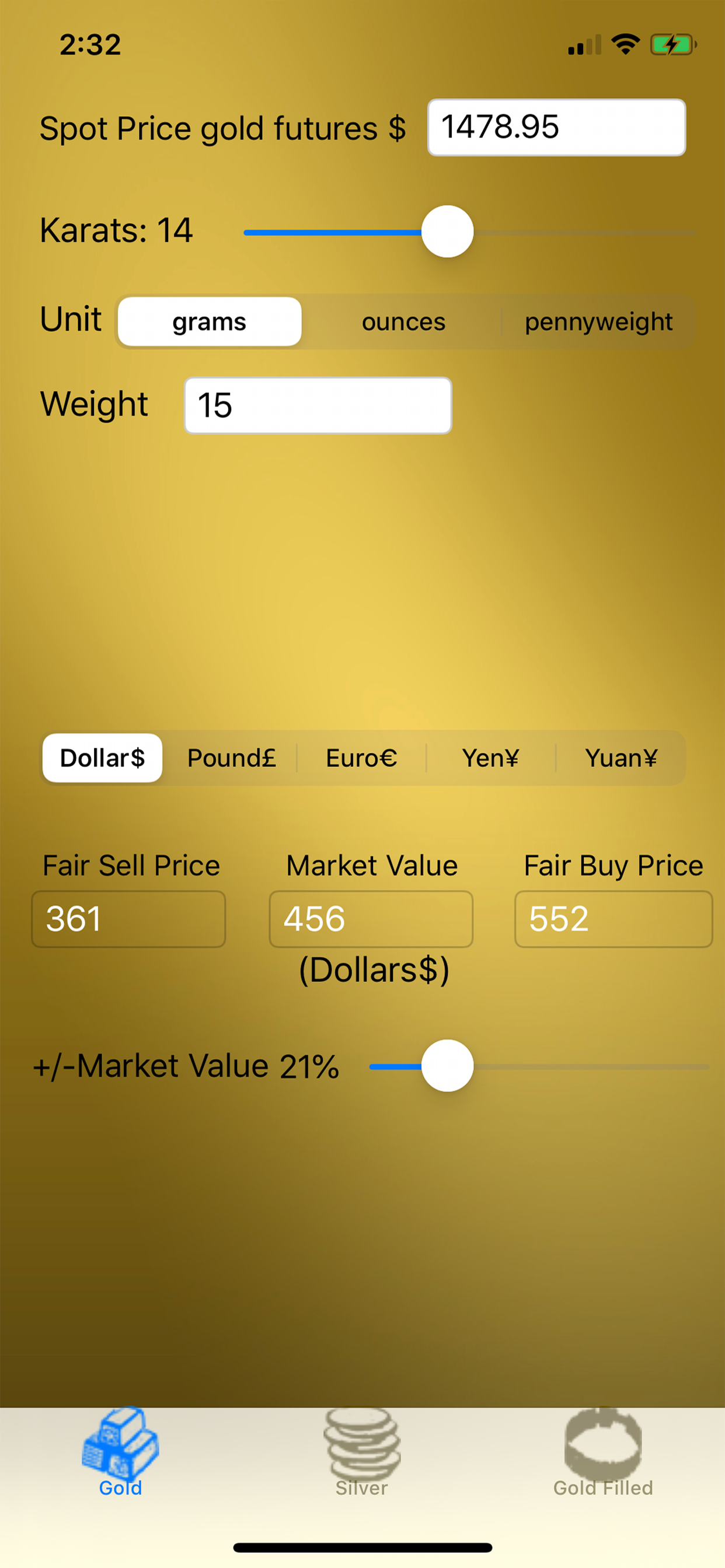 Gold and Silver Calculator