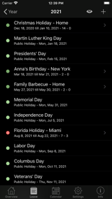 Annual Leave screenshot