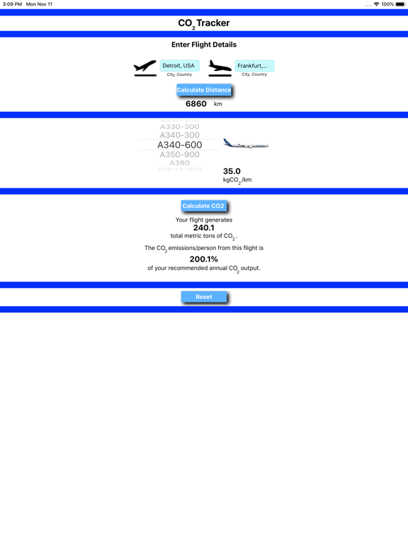 CO2 Tracker iPad screenshot 4 - Travel app