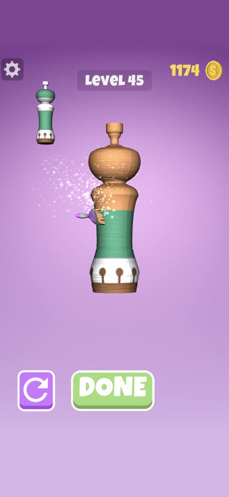 Wood Shop - Observe the satisfying polishing effect as the art piece transforms, with a smaller completed version serving as a perfect visual reference.