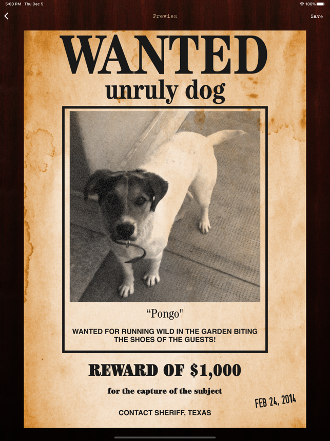 ‎Wanted Poster Pro Capture d'écran