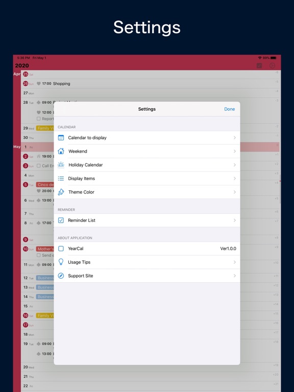 Screenshot #5 for YearCal - Vertical Calendar