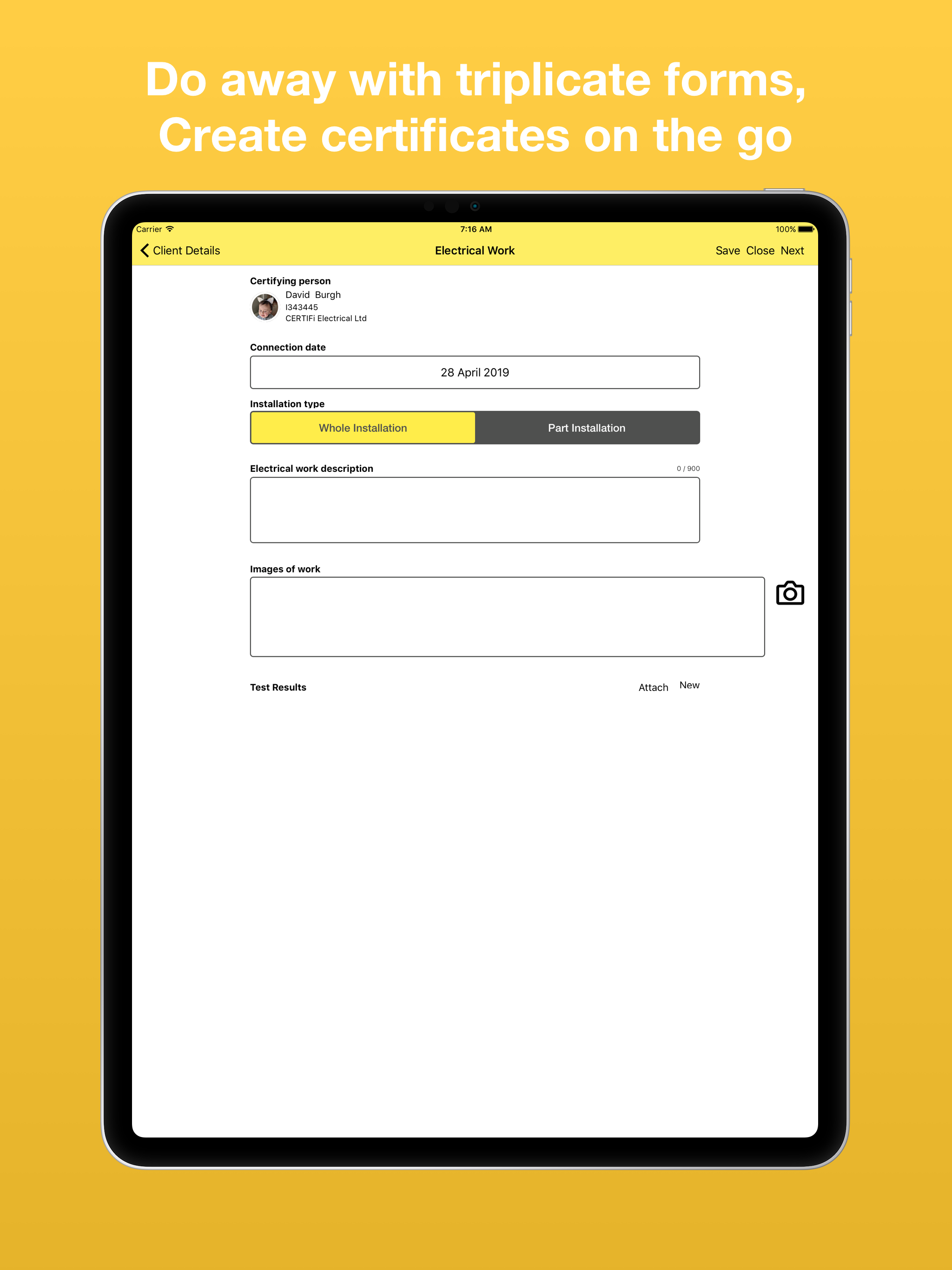 CERTIFi electrical compliance screenshot 5