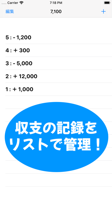 収支リスト のスクリーンショット