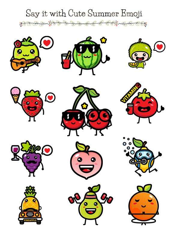 174 Cute Emoji - Summer Fruits