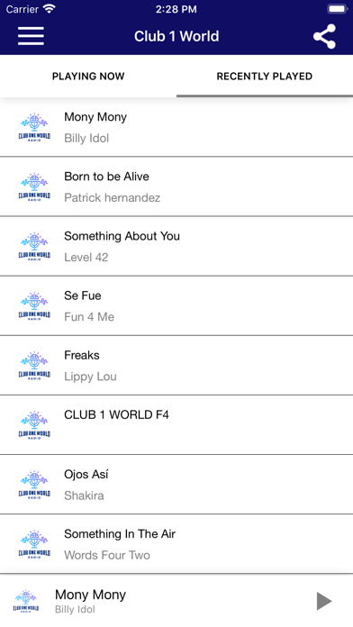 Club 1 World iPhone screenshot 2 - Music app