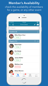 InstaTeam sports team manager screenshot