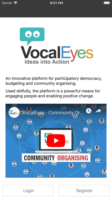VocalEyes Community Organising Screenshot