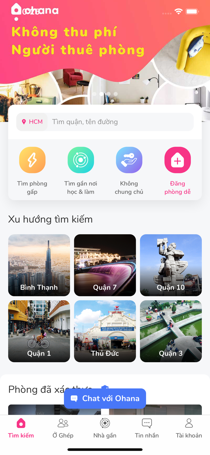Ohana Ứng dụng tìm phòng trọ