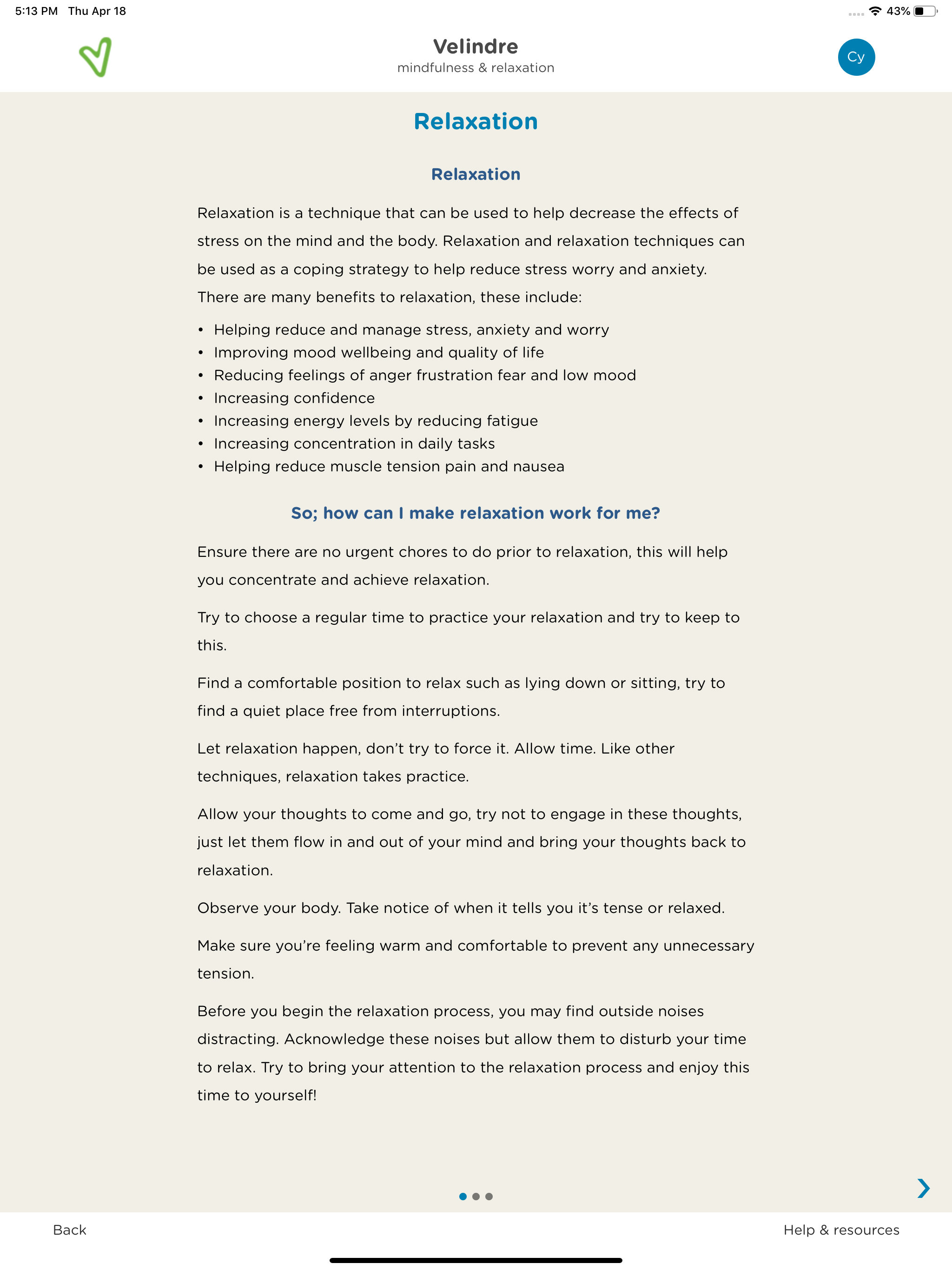 Velindre Mindfulness App
